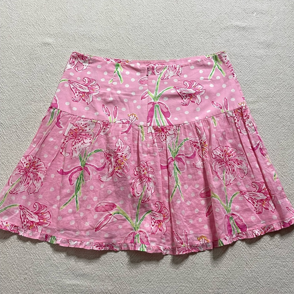 VTG Y2K Lilly Pulitzer Nikita Pink Floral Ruffle Mini Skirt S - Picture 5 of 6